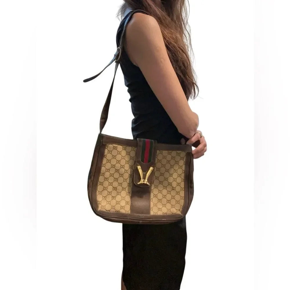 Gucci Brown and Gold Shoulder Bag - Picture 2 of 15